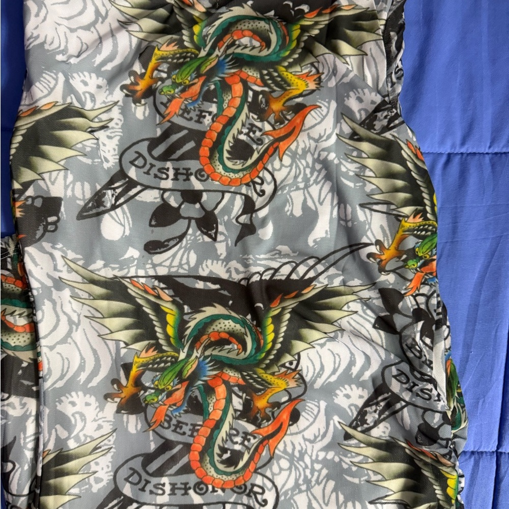 Ed Hardy Multicolor Tattoo-Print Crewneck Top - Picture 10 of 10
